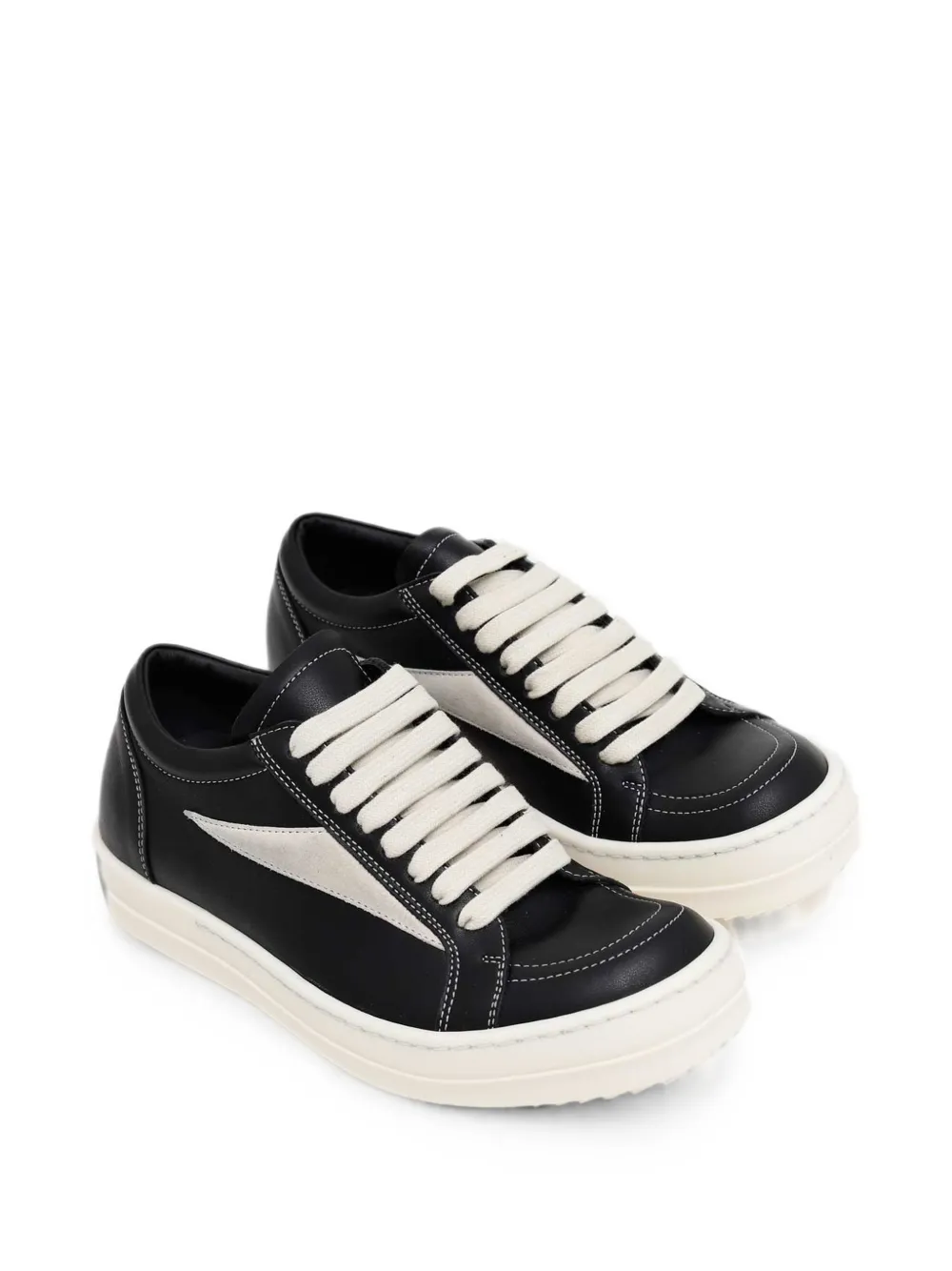 Rick Owens contrast-stitched low-top sneakers Zwart