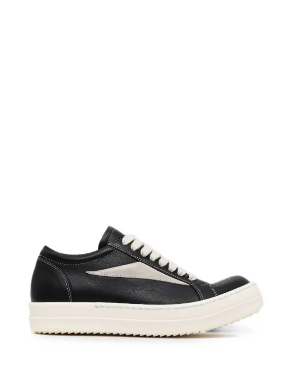 Rick Owens Contrast-stitched Low-top Sneakers in Black