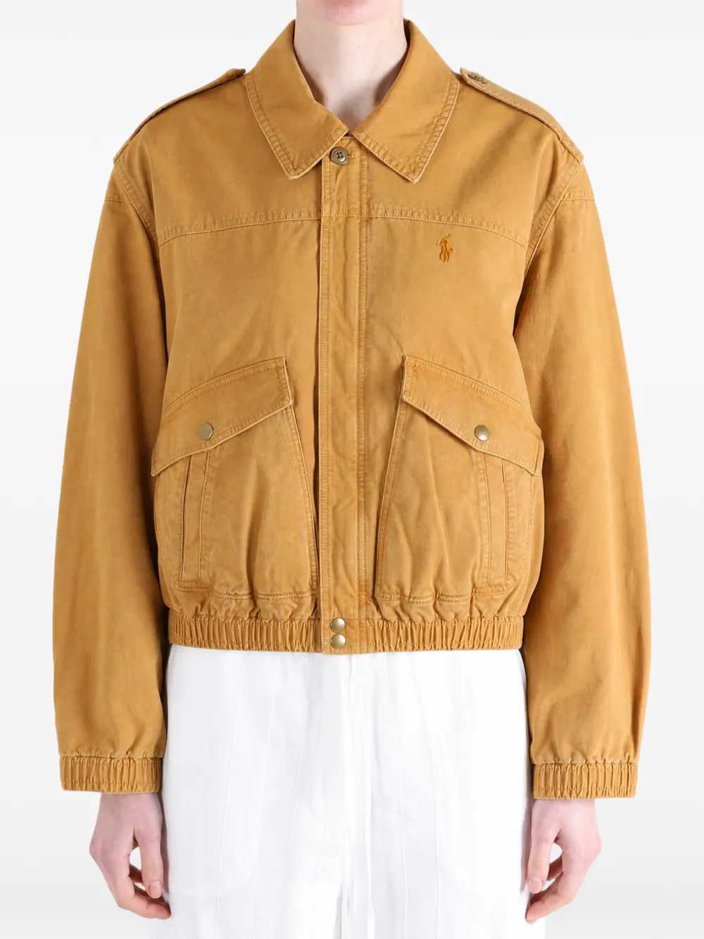 Polo Ralph Lauren Bomberjack met geborduurd logo en elastische afwerking Geel