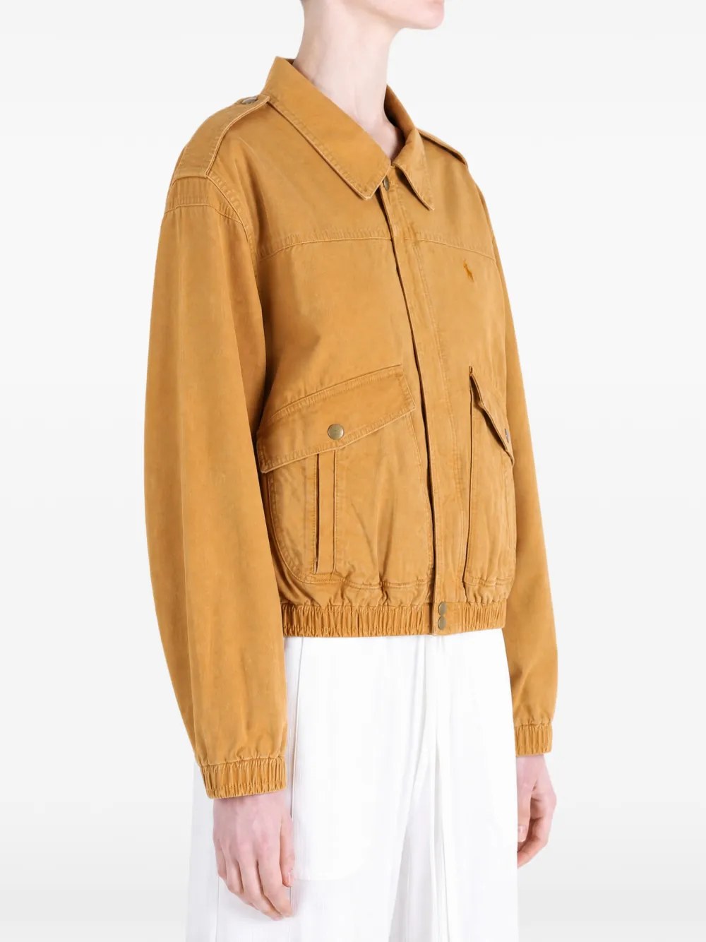 Polo Ralph Lauren Bomberjack met geborduurd logo en elastische afwerking Geel