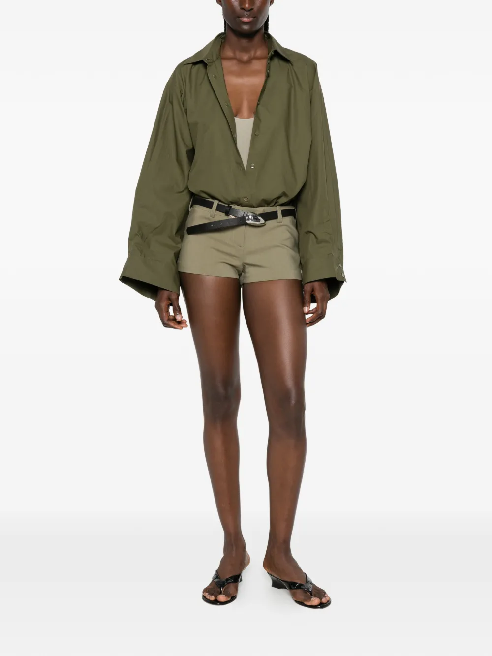The Frankie Shop Shorts met verborgen sluiting en riemlus Groen
