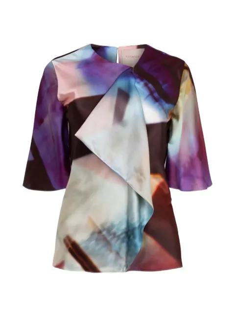 Roksanda Naiara printed silk short-sleeved blouse