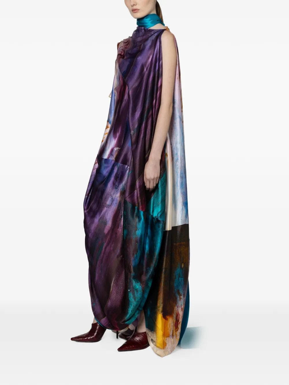  Roksanda Vestido Largo Robina Drapeado - Morado 