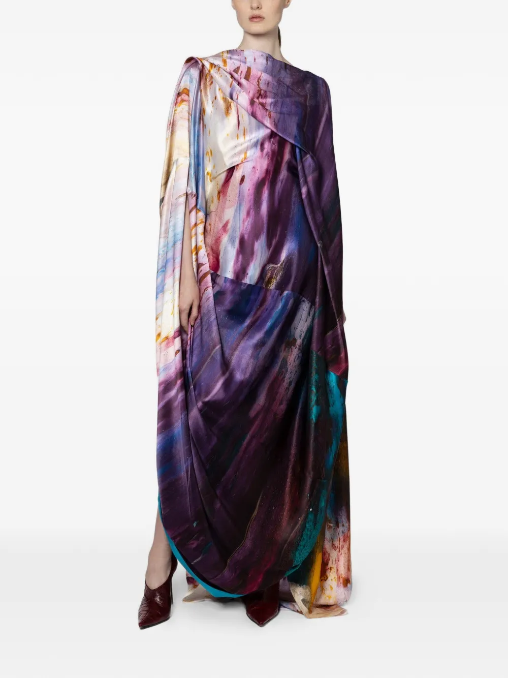  Roksanda Vestido Largo Robina Drapeado - Morado 