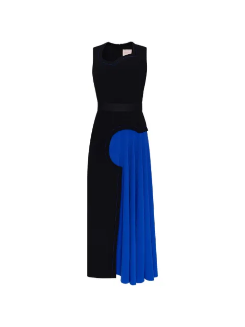 Roksanda  Saro pleated-panel asymmetric-neck flared midi dress