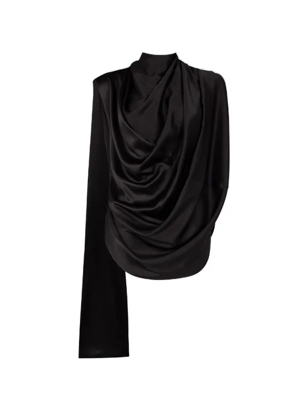 Roksanda Vesper Draped Asymmetric Broken Blouse in Black