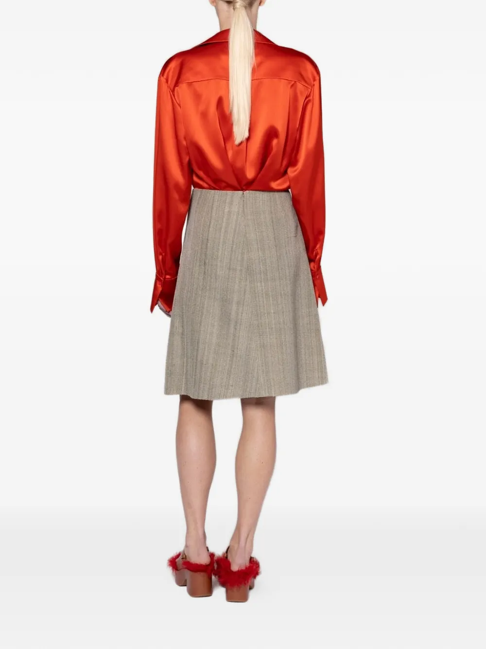 Roksanda Jana Wrap-style Satin-finish Blouse in Orange, view 4