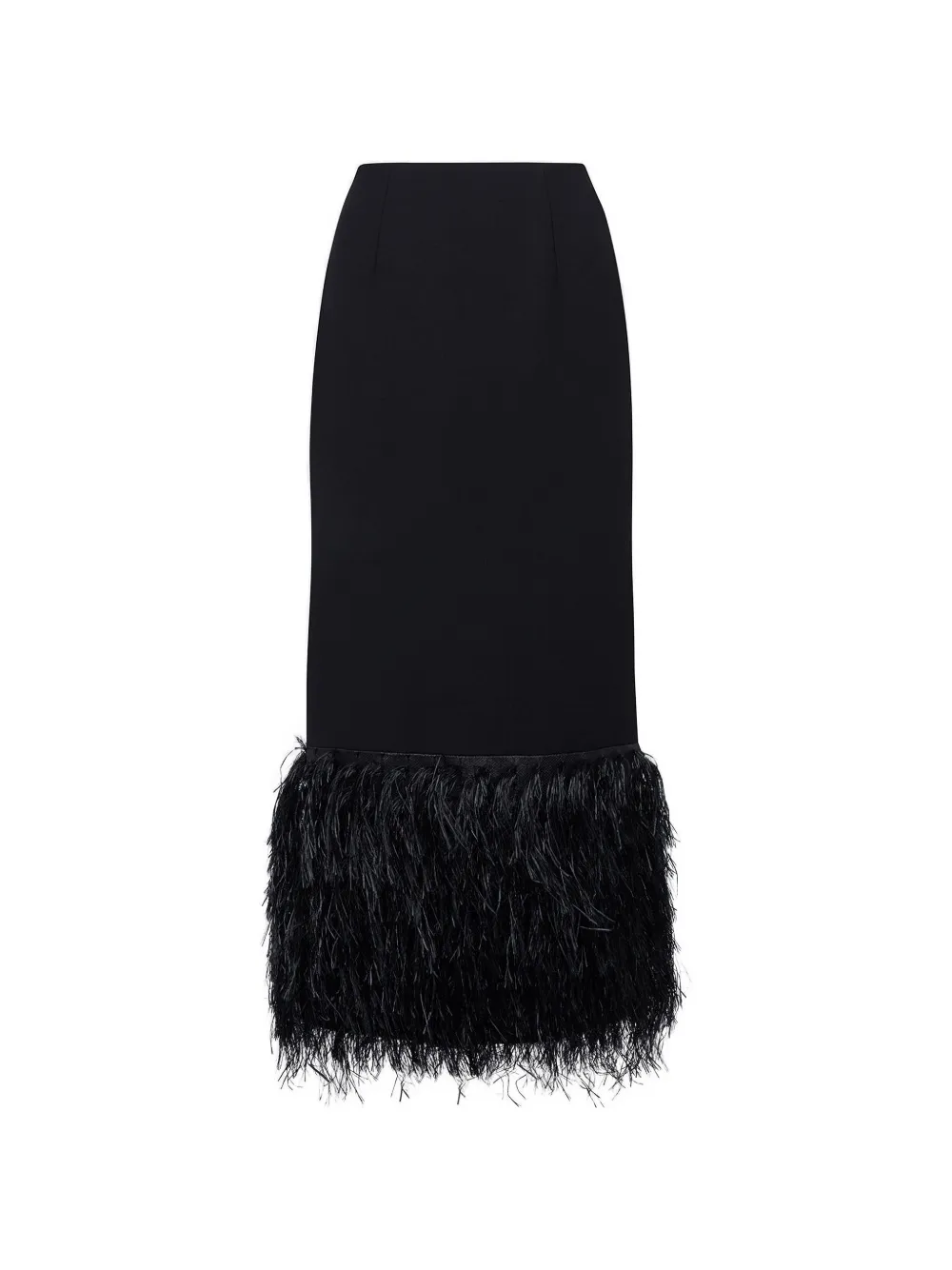 Roksanda Zari Midi Feather-trim Skirt In Black