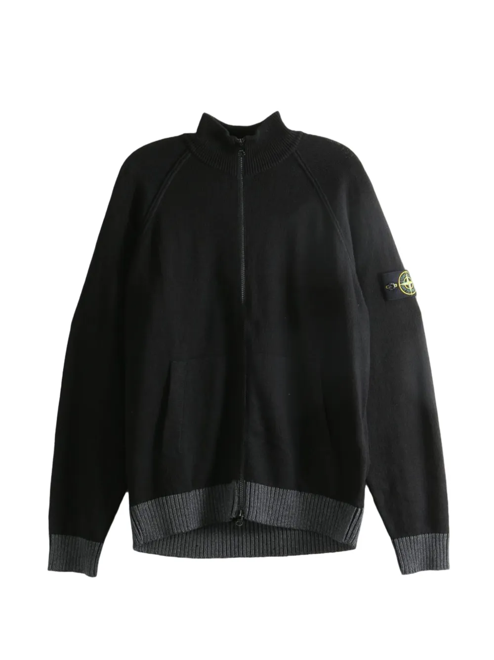 Stone Island logo-patch zip-up sweater - Nero