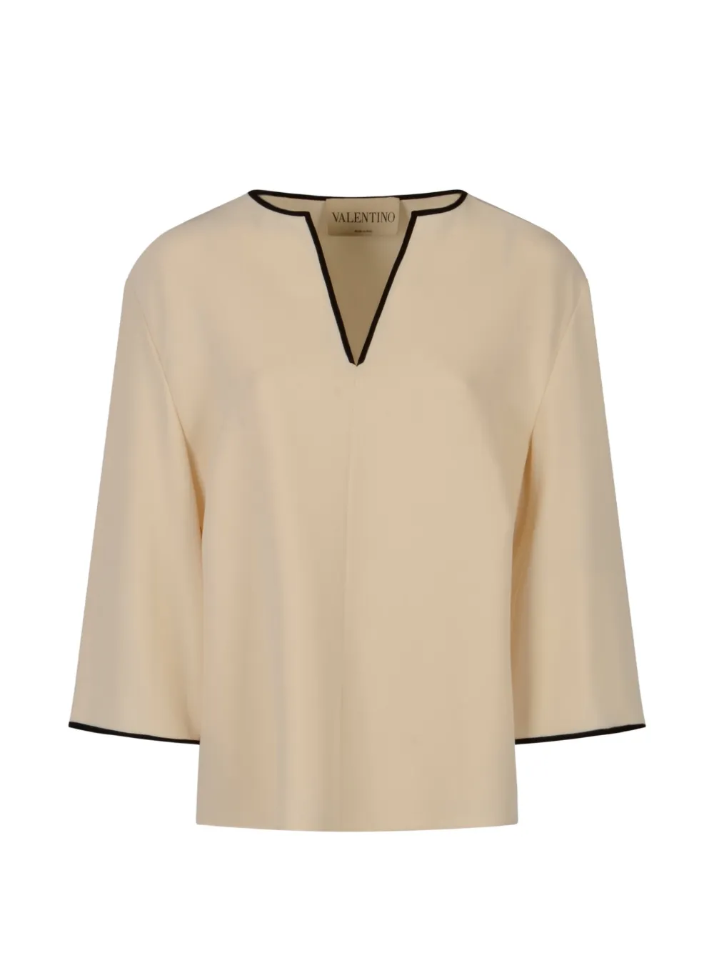 Valentino Garavani contrast-trim silk blouse - Toni neutri