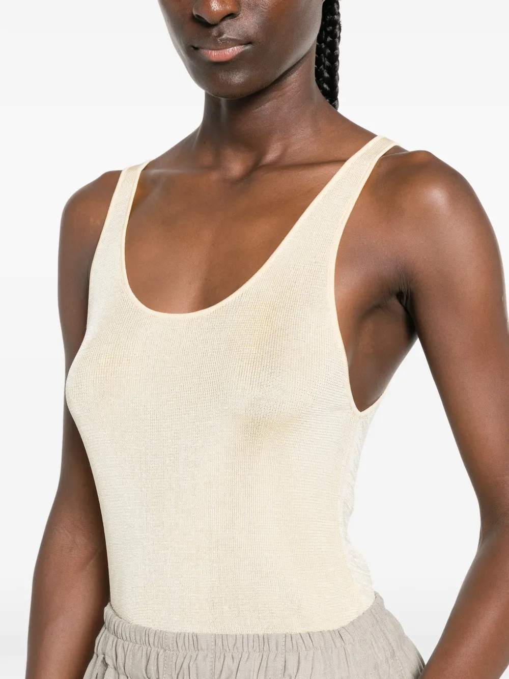 The Frankie Shop Fijngebreide tanktop met diepe ronde hals Geel