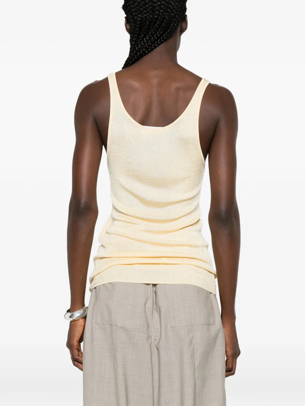 The Frankie Shop Fijngebreide tanktop met diepe ronde hals Geel