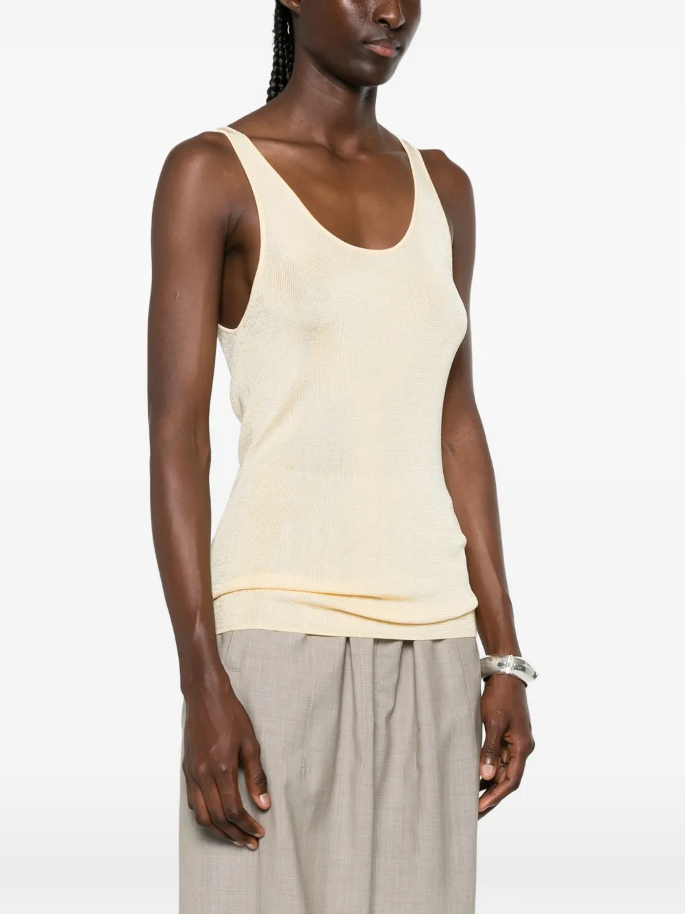 The Frankie Shop Fijngebreide tanktop met diepe ronde hals Geel