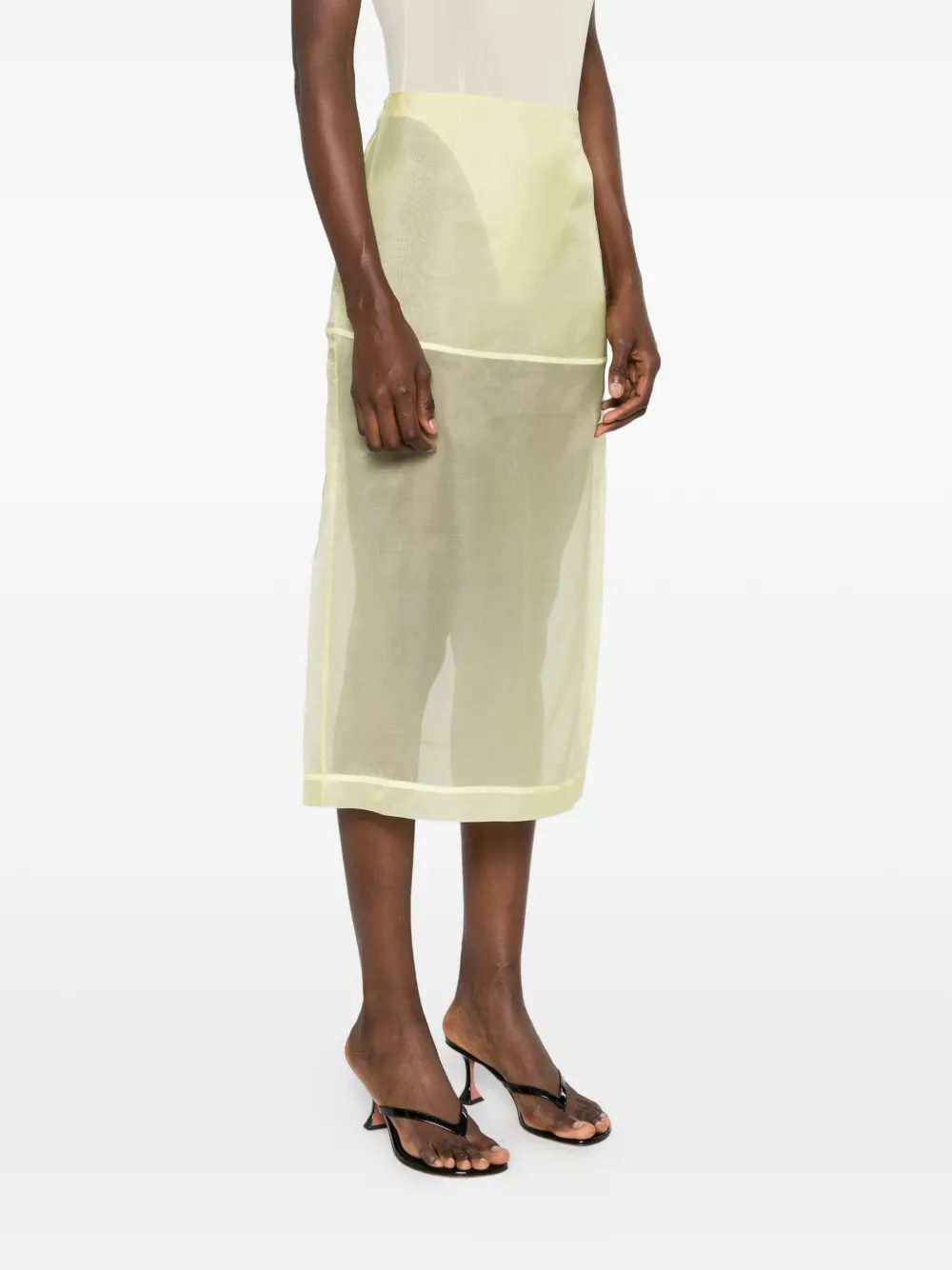 The Frankie Shop Midi-rok met doorzichtige vlakken Geel
