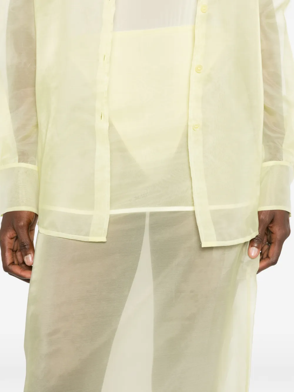 The Frankie Shop Midi-rok met doorzichtige vlakken Geel
