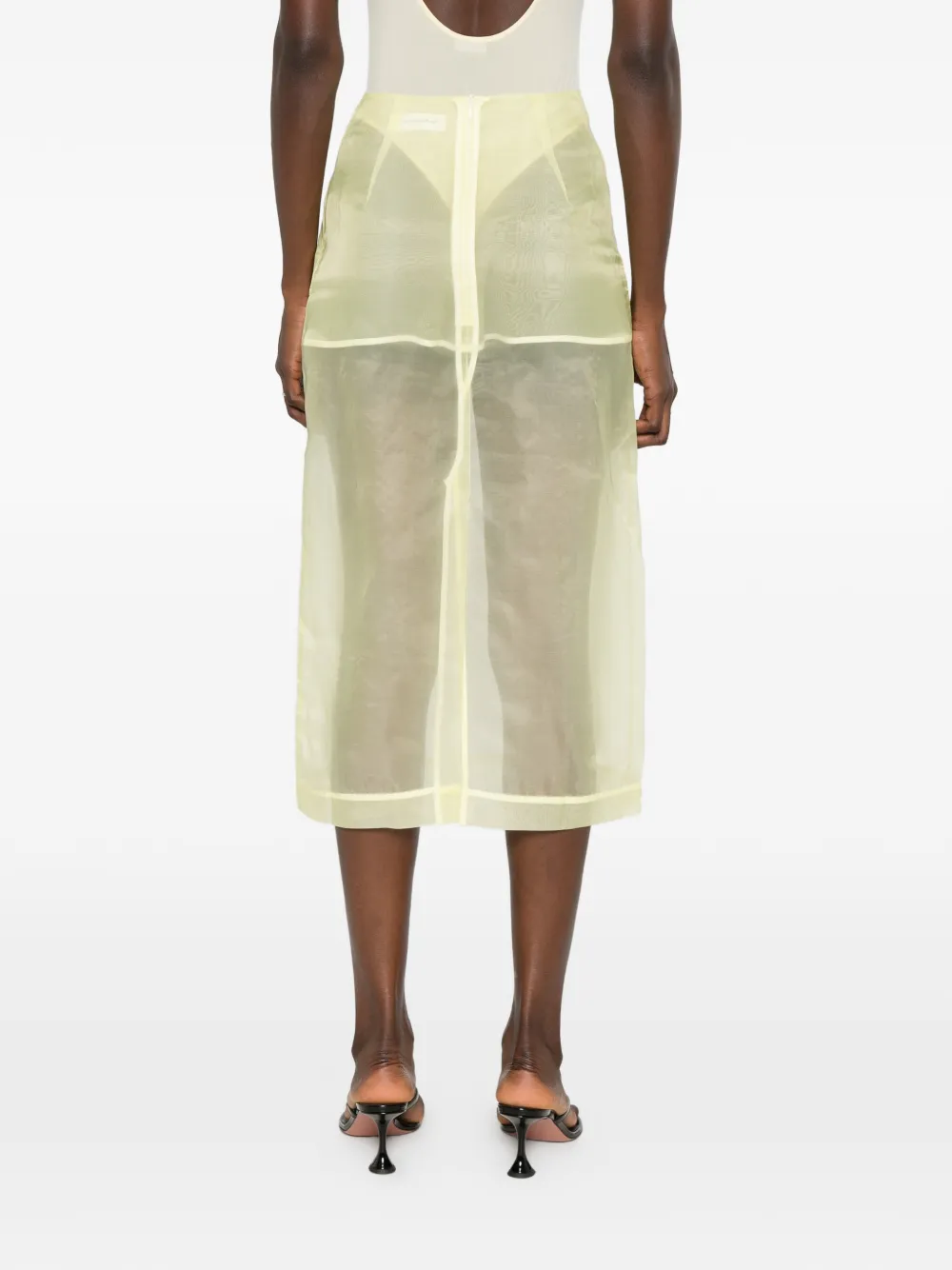 The Frankie Shop Midi-rok met doorzichtige vlakken Geel