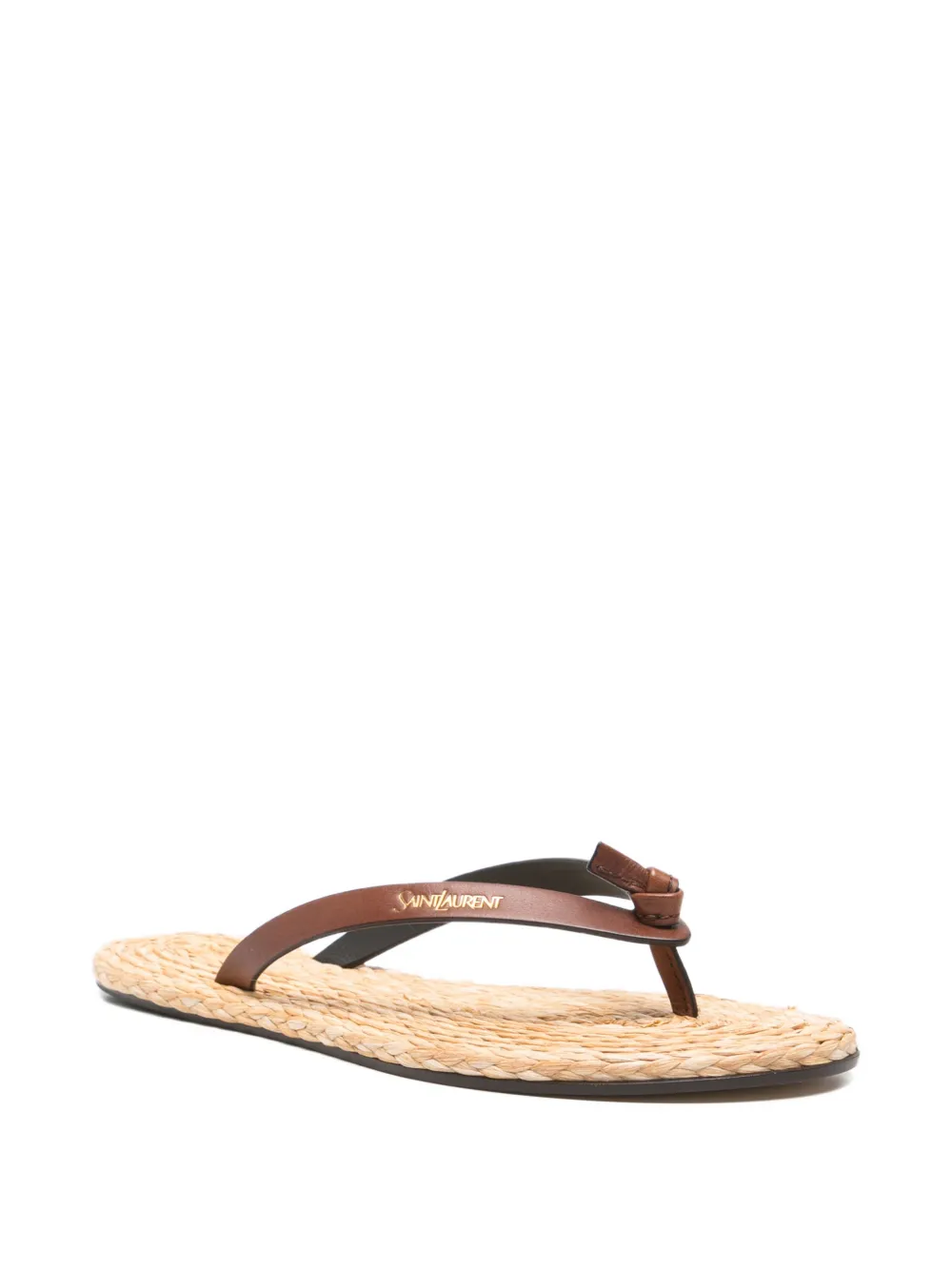 Saint Laurent woven-sole leather sandals Beige
