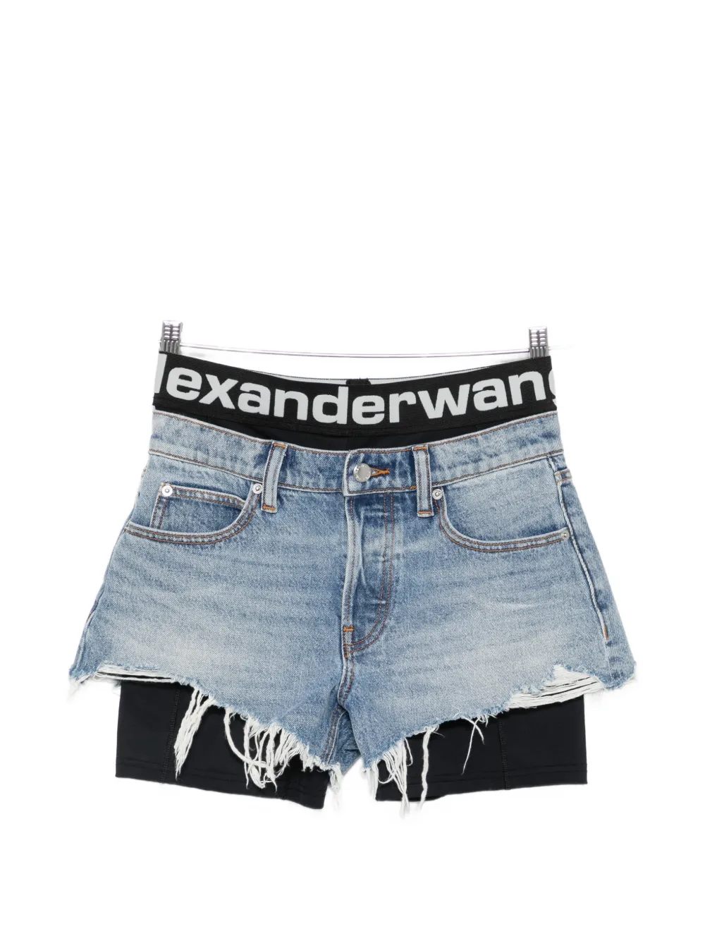 Alexander Wang layered frayed shorts - Blu