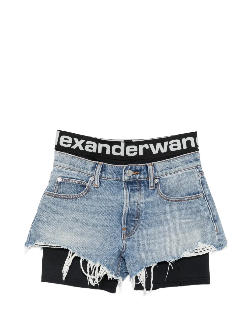 Alexander Wang layered frayed shorts - Blu