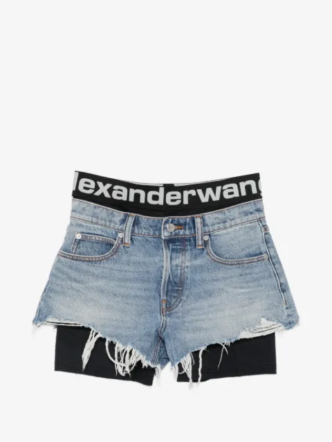 Alexander Wang shorts a capas con bordes deshilachados