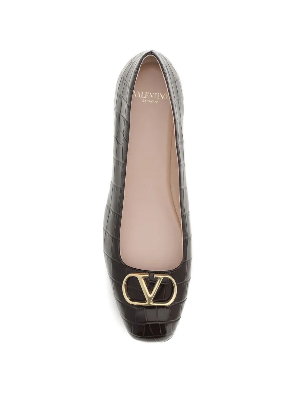 Valentino Garavani VLogo Signature croc-effect ballet flats Bruin