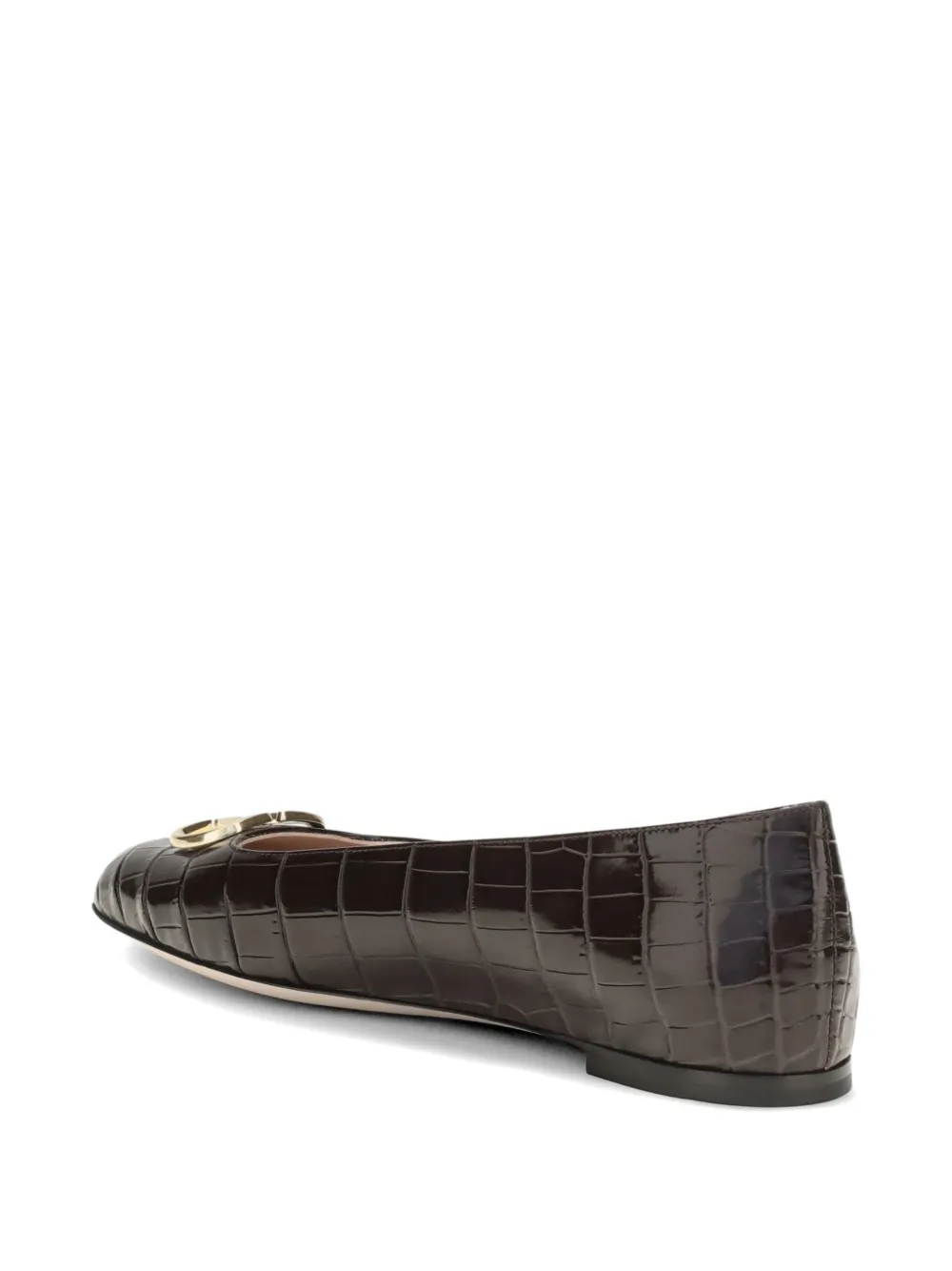 Valentino Garavani VLogo Signature croc-effect ballet flats Bruin