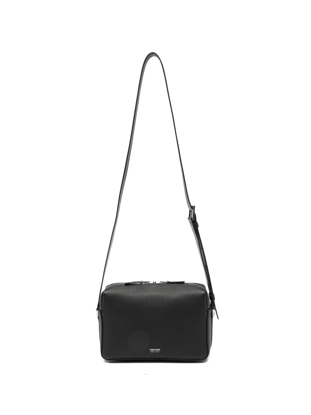 TOM FORD grained-leather logo-stamp messenger bag - Nero