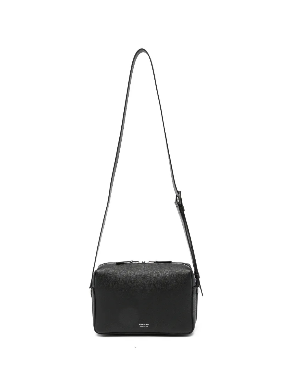 TOM FORD grained-leather logo-stamp messenger bag - Nero