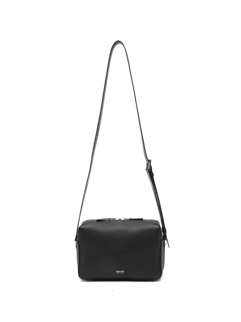 TOM FORD grained-leather logo-stamp messenger bag