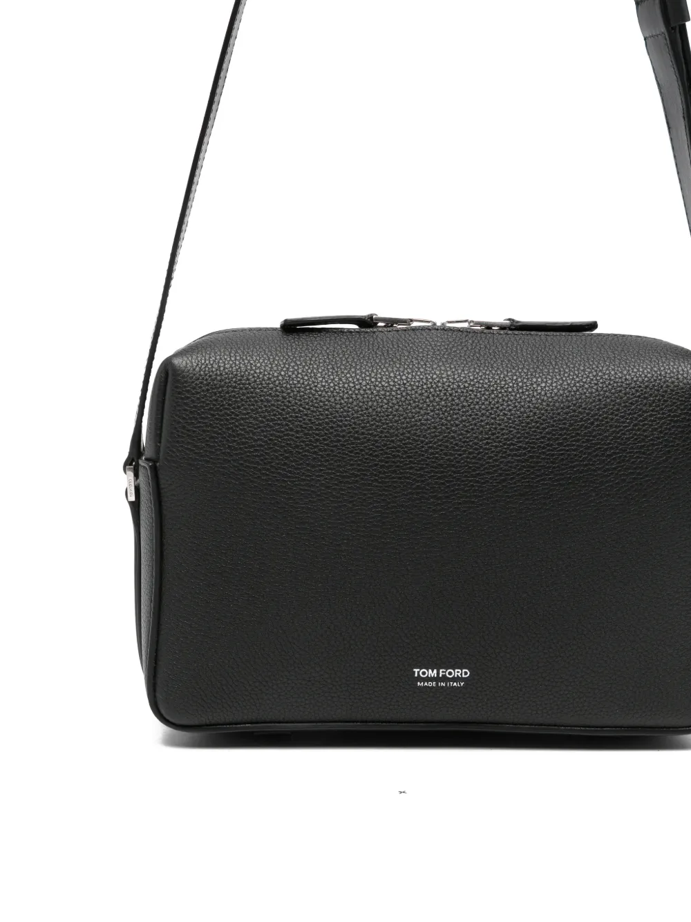 TOM FORD Messengertas van bewerkt leer met logoprint Zwart