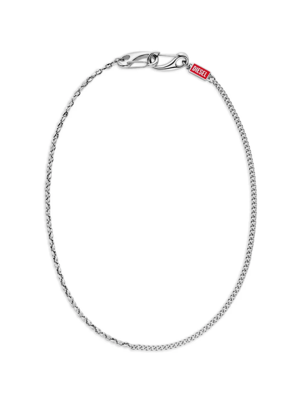 Diesel logo-plaque curb-link necklace - Silber
