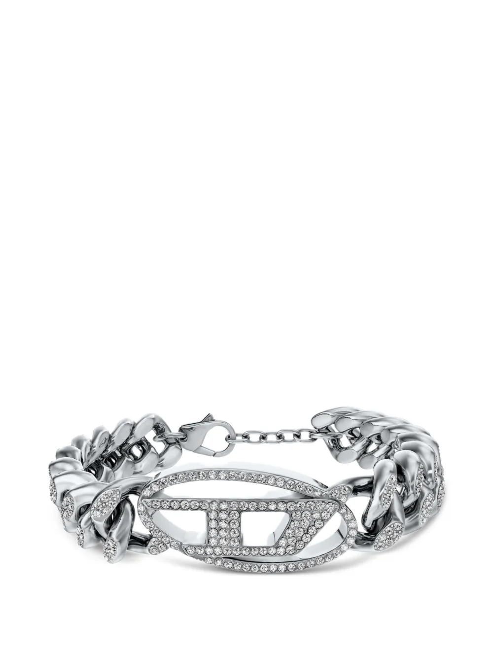Diesel Oval D crystal-embellished bracelet - Argento