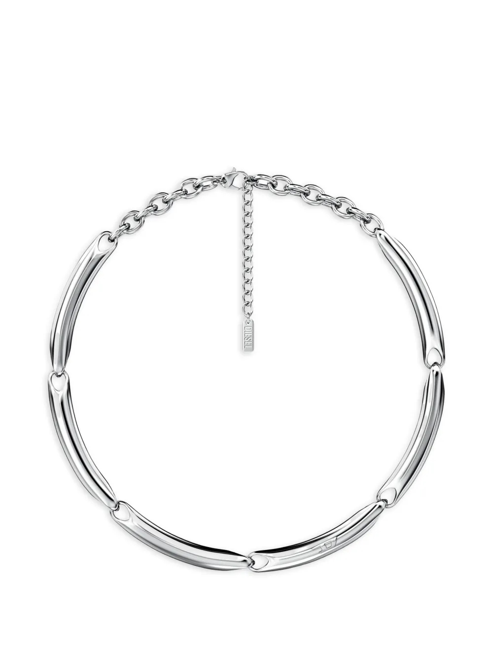 Diesel D logo bar-link necklace - Argento