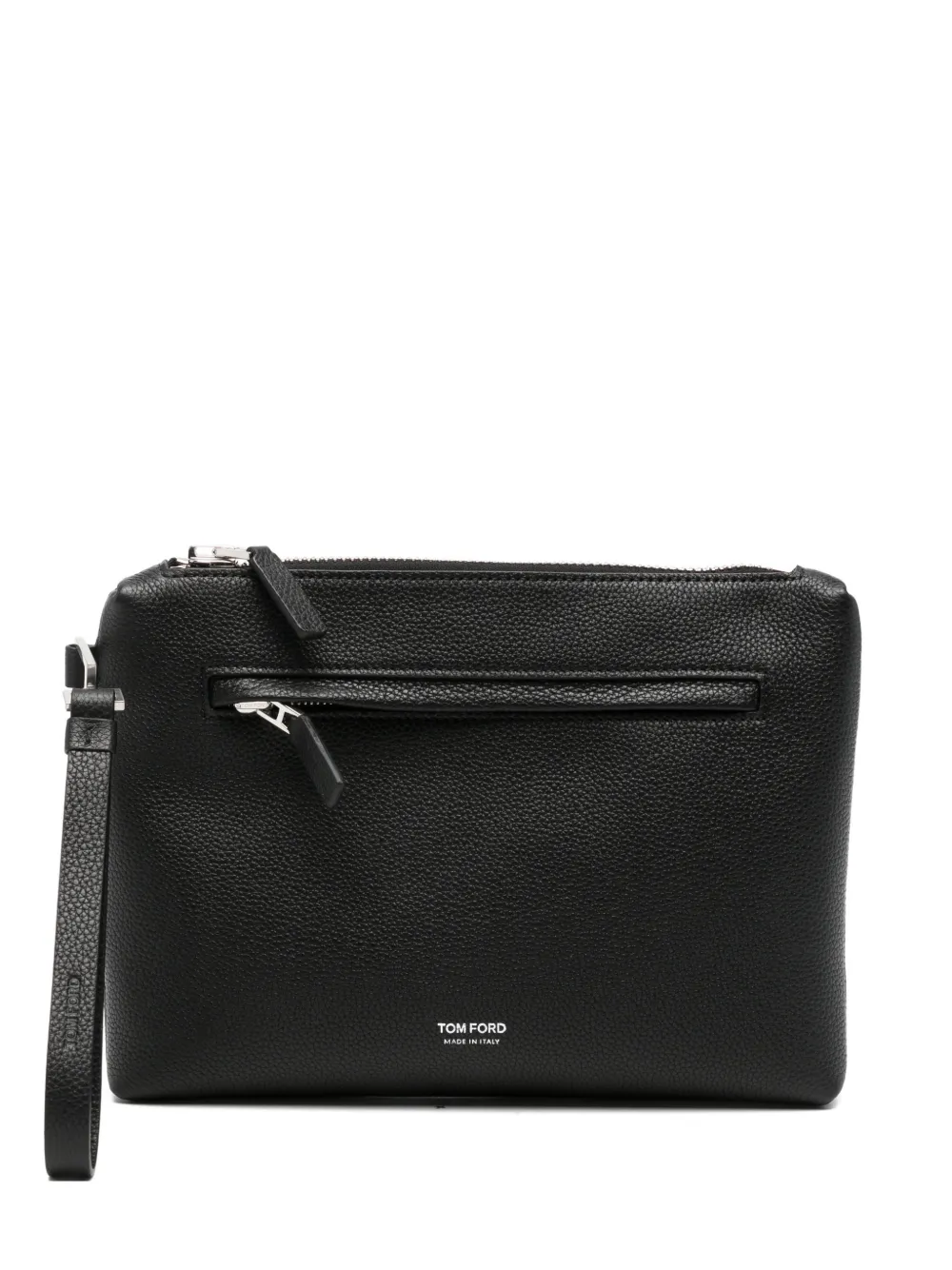 TOM FORD grained leather wrist-strap clutch bag - Nero