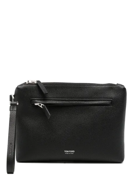 TOM FORD grained leather wrist-strap clutch bag
