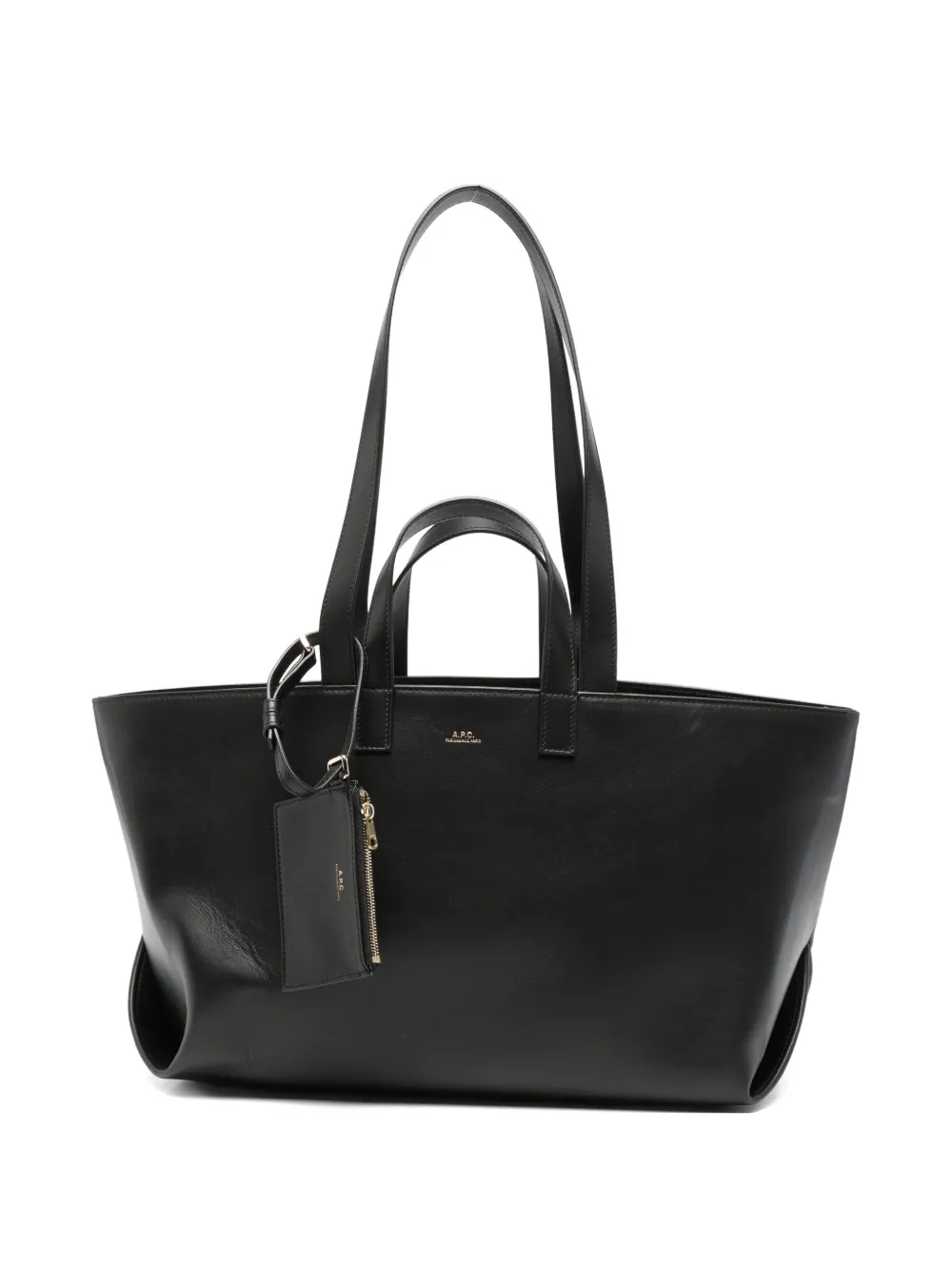 A.P.C. Le Drummer logo-stamp leather tote bag - Nero