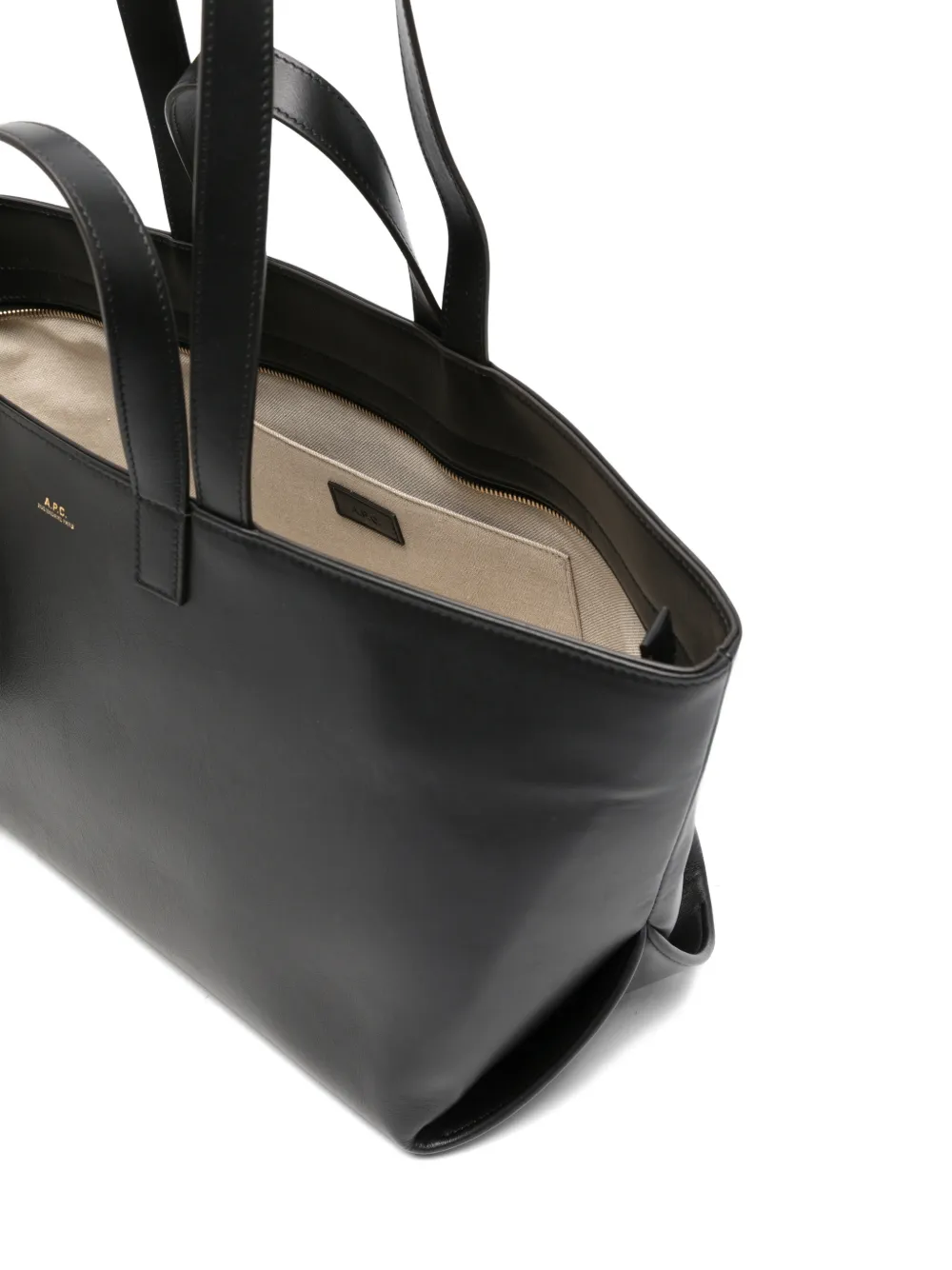 A.P.C. Le Drummer leren shopper met logoprint Zwart