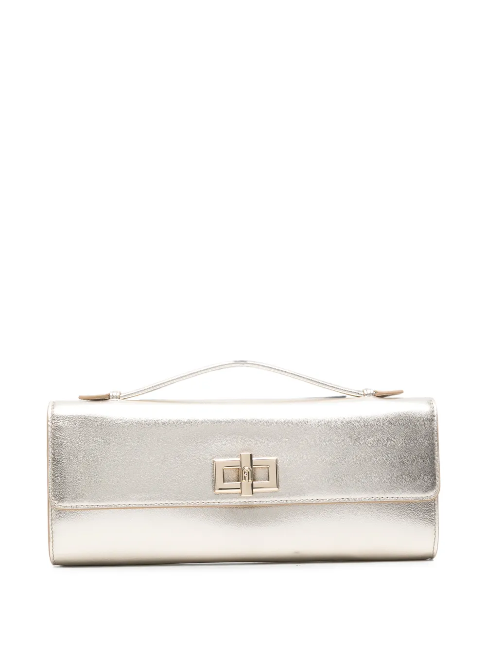 Furla Clara metallic leather twist-lock tote bag - Oro