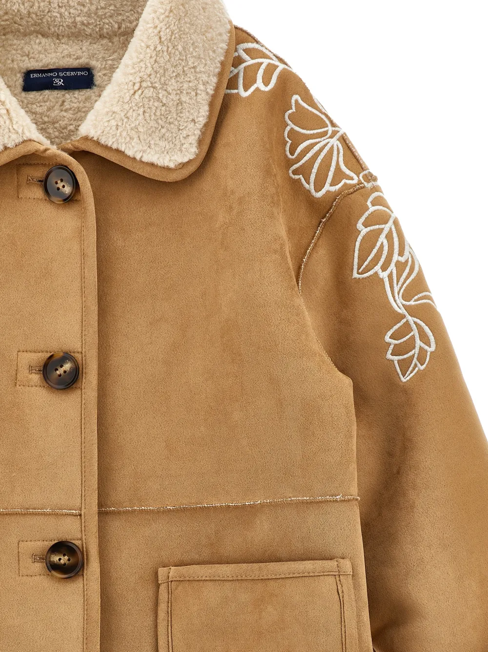 Ermanno Scervino Junior Jack met geborduurde bloemen Beige