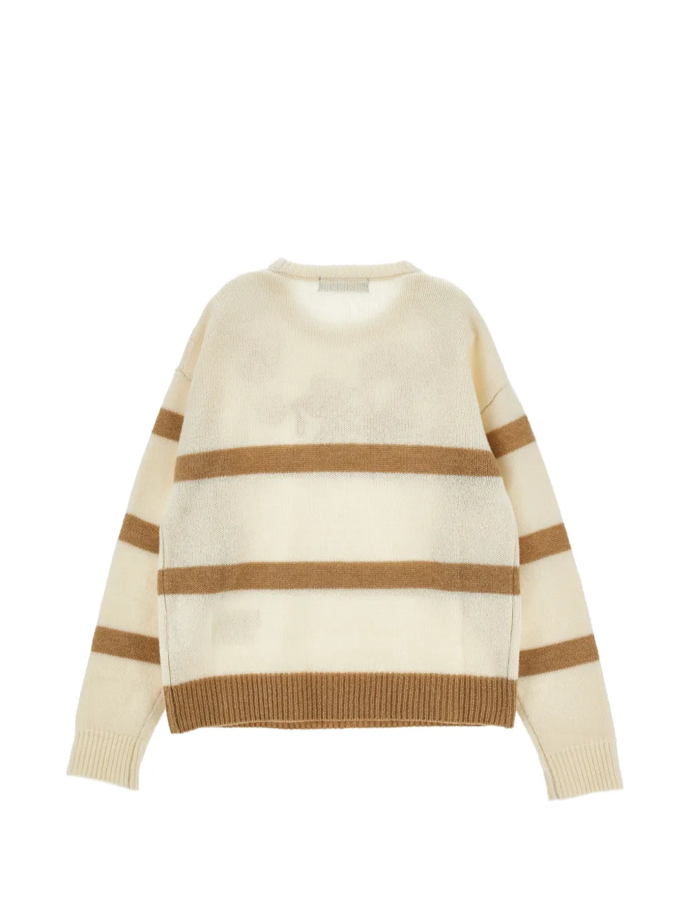 Ermanno Scervino Junior Gestreepte trui met geborduurde bloemen Beige