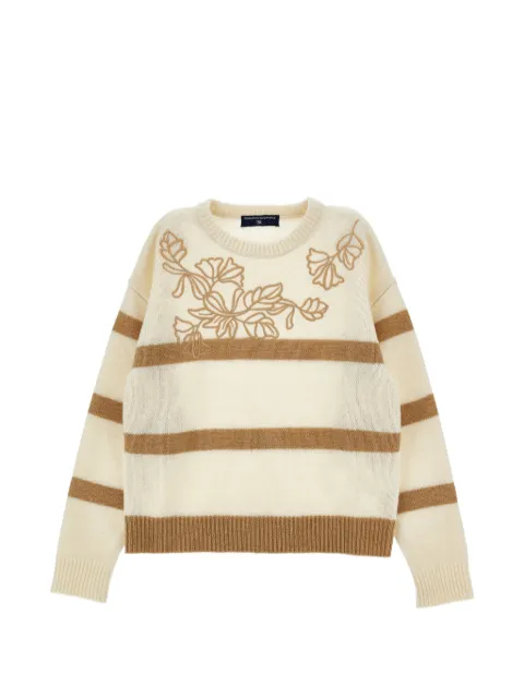 Ermanno Scervino Junior floral-embroidered striped sweater