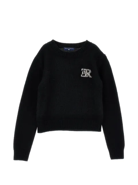 Ermanno Scervino Junior crystal-embellished logo-patch sweater