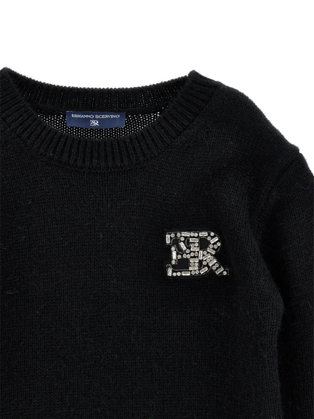 Ermanno Scervino Junior Sweater verfraaid met kristallen en logopatch Zwart
