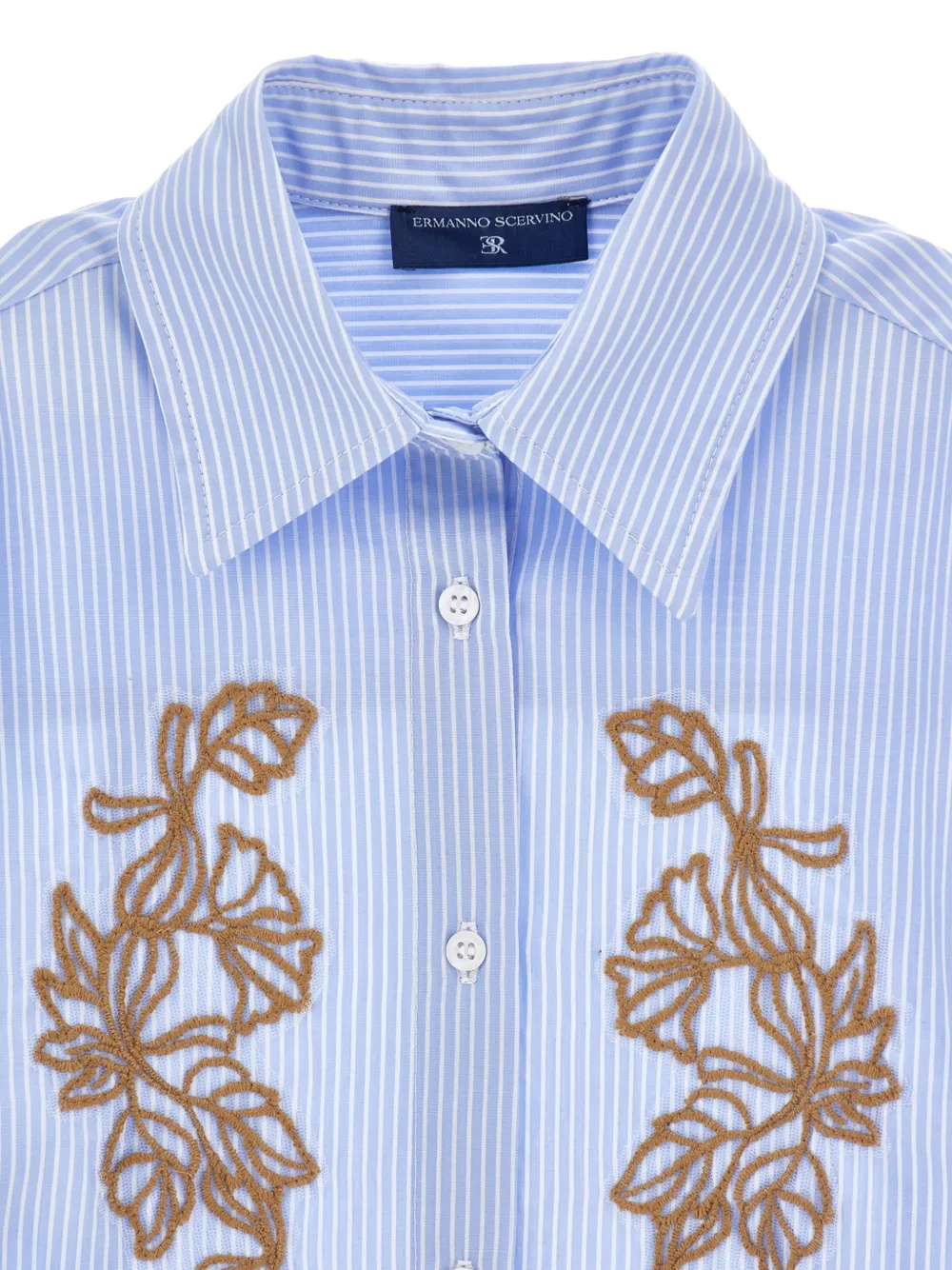 Ermanno Scervino Junior Gestreept shirt met borduurwerk Blauw