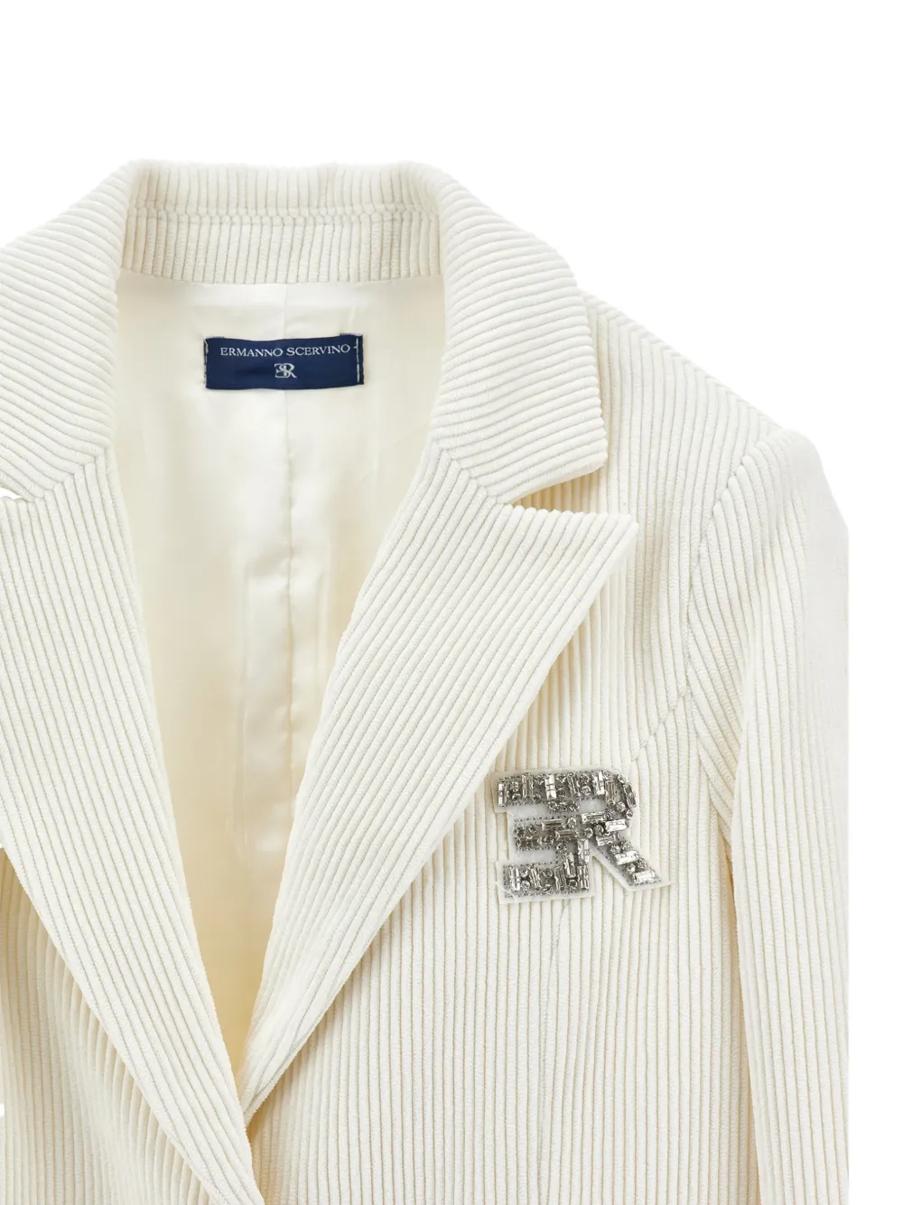 Ermanno Scervino Junior Ribfluwelen jack verfraaid met kristallen Beige