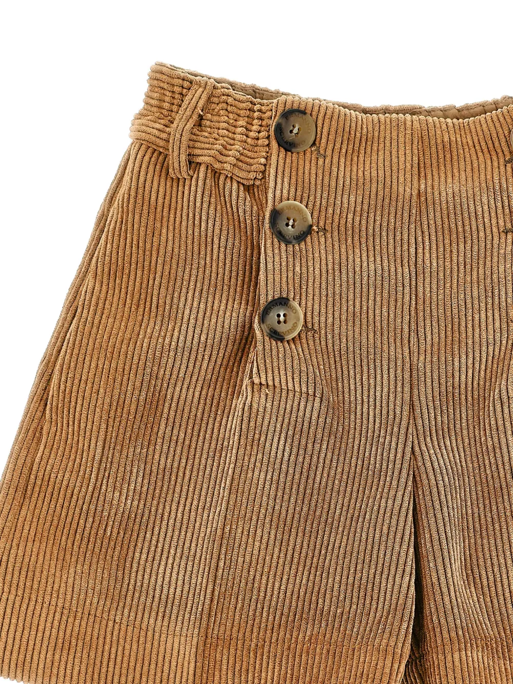 Ermanno Scervino Junior Ribfluwelen shorts met knoopdetail Beige