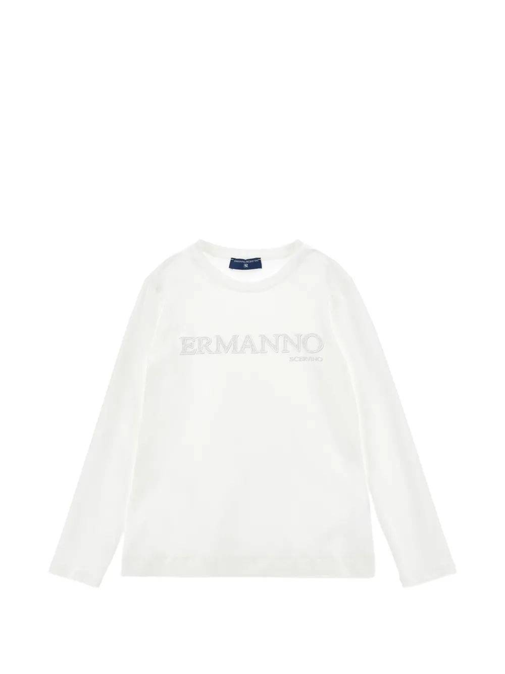 Ermanno Scervino Junior T-shirt a maniche lunghe con logo ricamato - Bianco