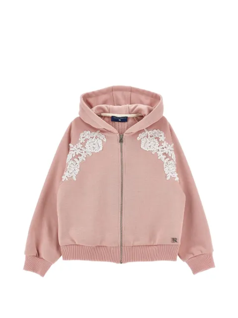 Ermanno Scervino Junior floral-lace pleated hoodie