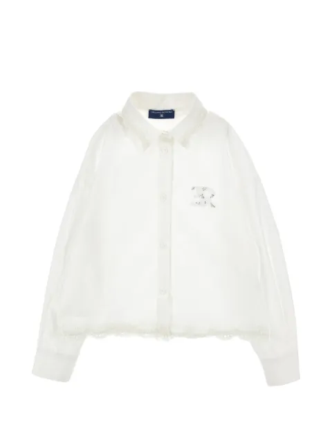 Ermanno Scervino Junior lace-trim crystal-embellished shirt