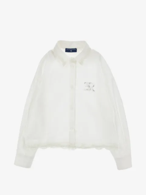 Ermanno Scervino Junior lace-trim crystal-embellished shirt
